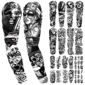Yazhiji 46 waterproof full-arm sleeve tattoos for all-day wear and bold style.