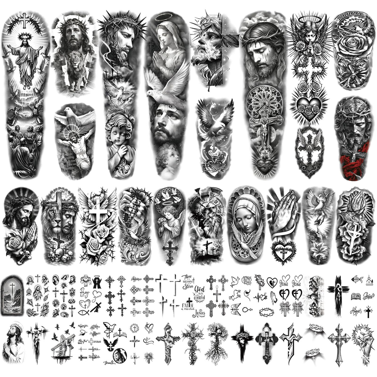 Yazhiji Christian tattoos pack with 48 sheets for versatile designs and events