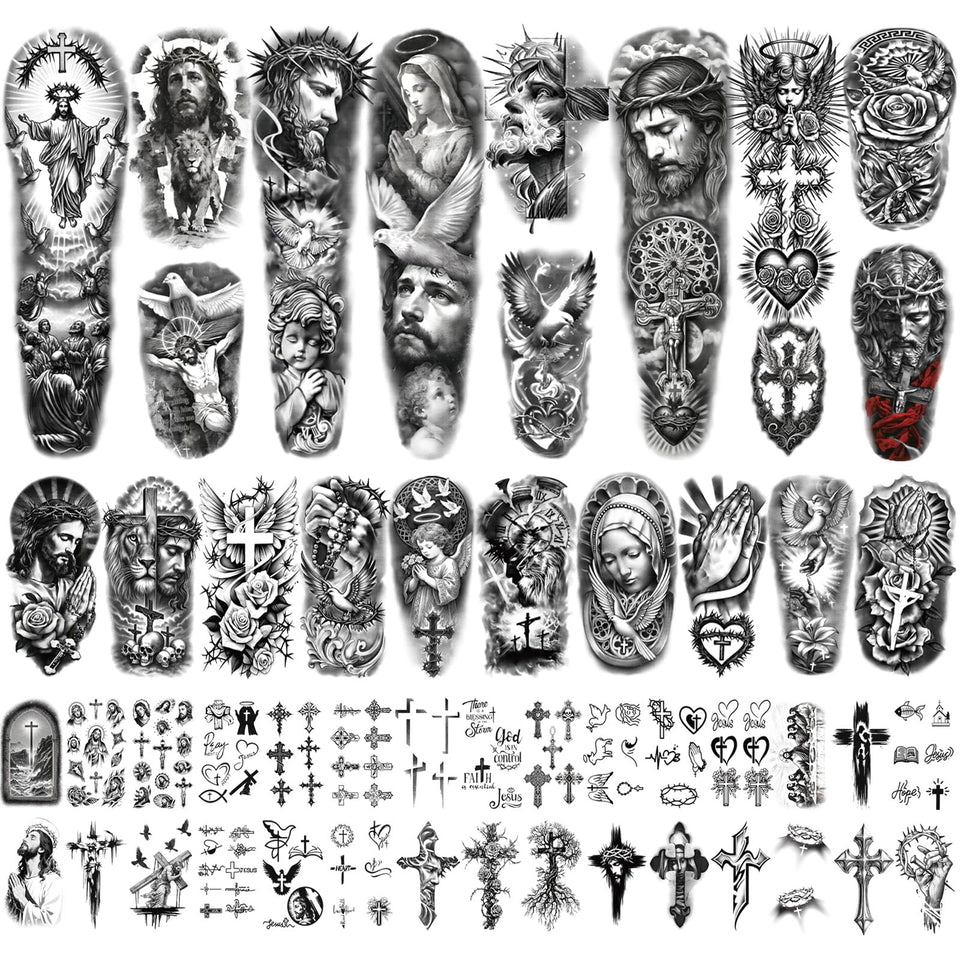 Yazhiji Christian tattoos pack with 48 sheets for versatile designs and events