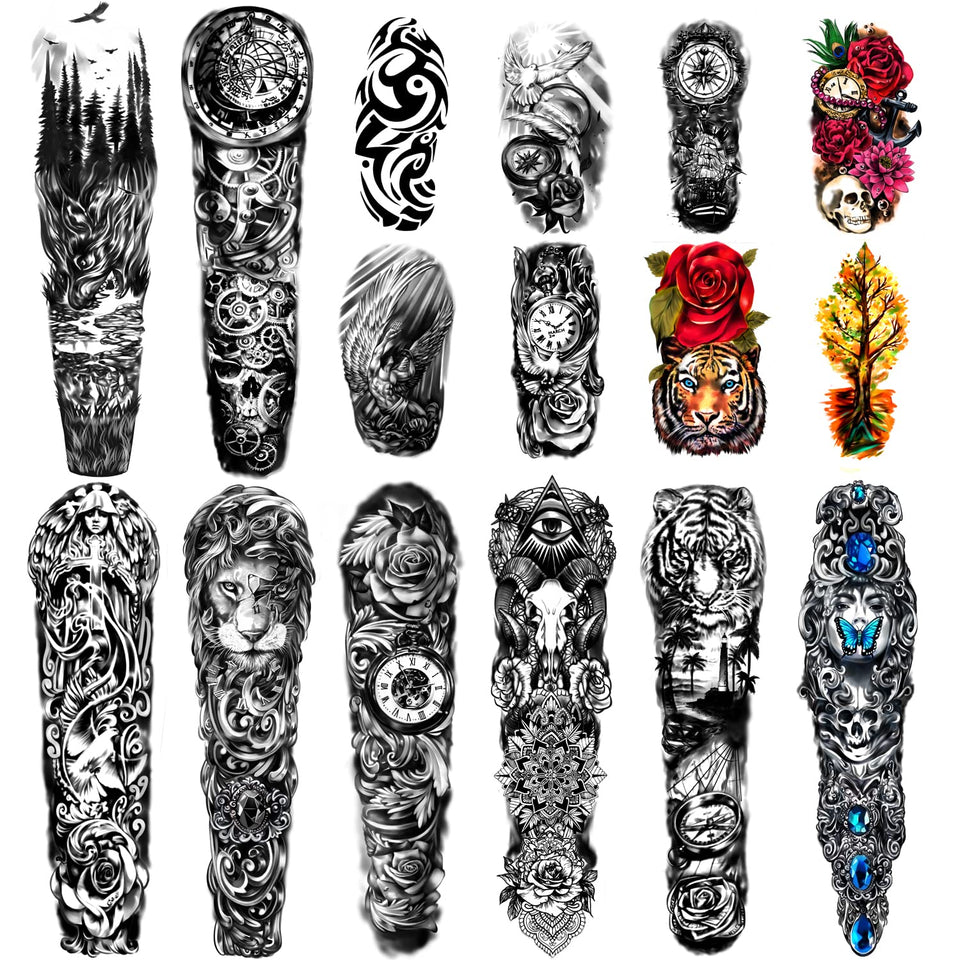 Yazhiji extra-large full-arm sleeve temporary tattoo for bold arm coverage.