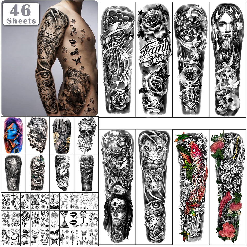Yazhiji full-arm tattoo coverage showing extended sleeve look without commitment.
