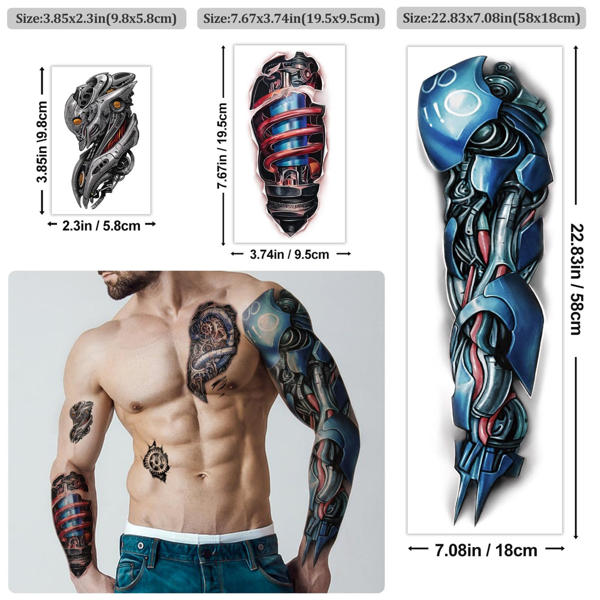Yazhiji half-arm robotic tattoo sleeve adds a realistic mechanical look for stage or photos.