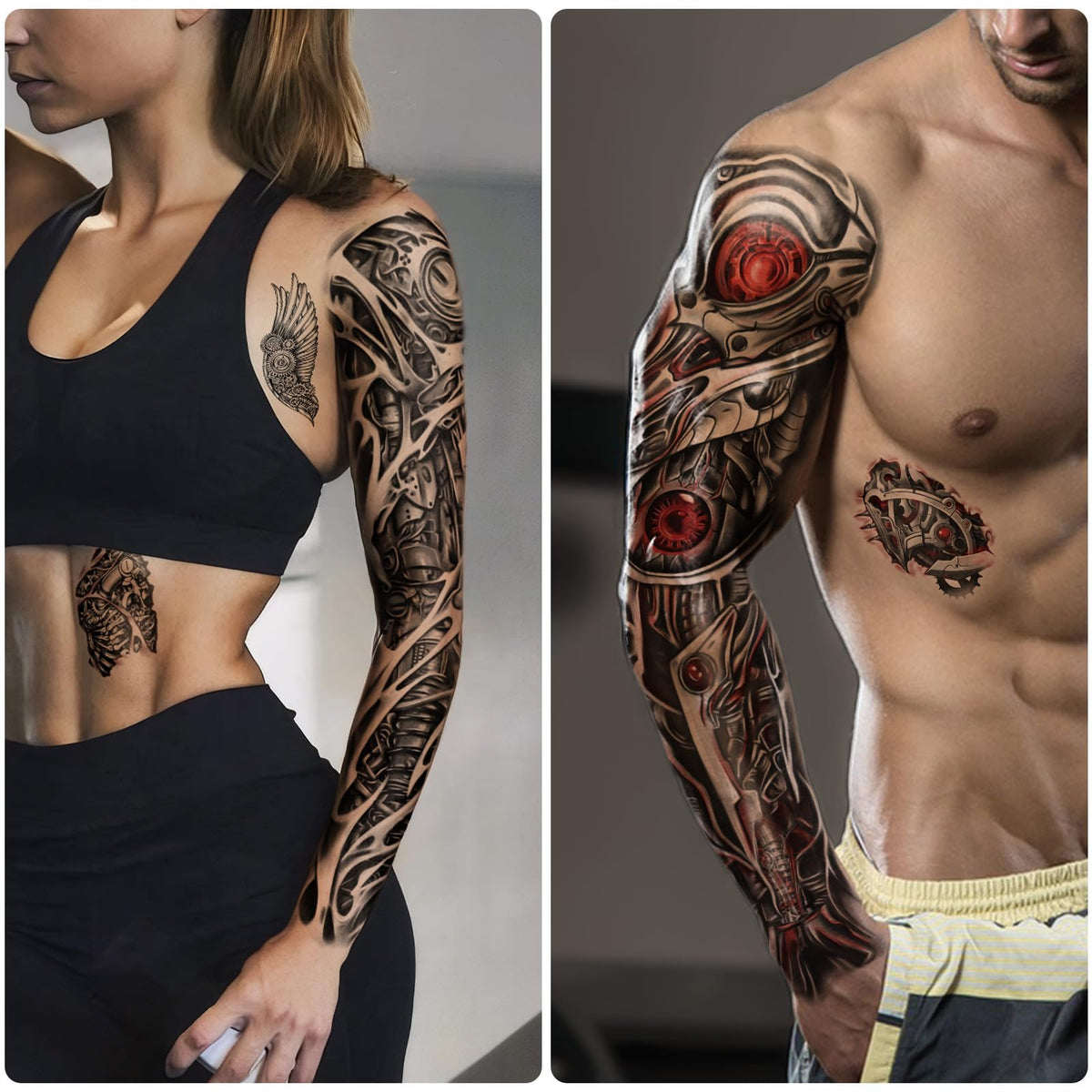 Yazhiji realistic mechanical tattoo sticker enhances bold detail without long-term commitment.