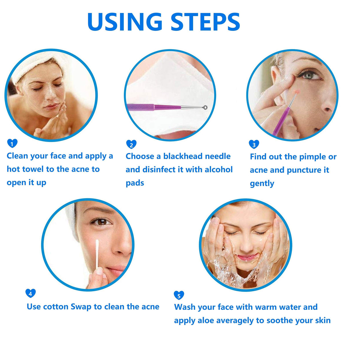 Ybaoo clean sanitized tool set for skin helps reduce contamination during extractions.
