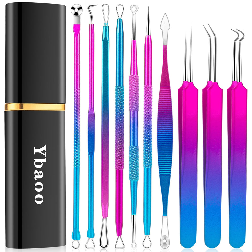 Ybaoo pimple popper tool kit metal case for precise, hygienic extractions at home.