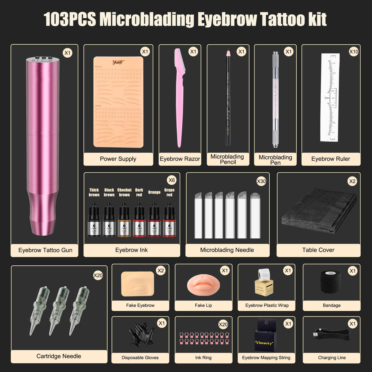 Ybeauty marking tools and cling film for symmetrical brow mapping