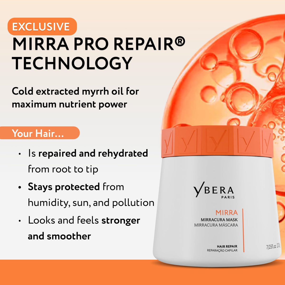 Porous hair closeup before Mirra Mask treatment