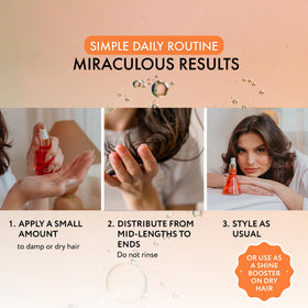 Ybera Paris Mirra Oil Repair close up shows glossy finish on dry strands