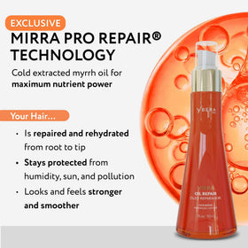 Ybera Paris Mirra Oil Repair application on hair ends reduces dryness