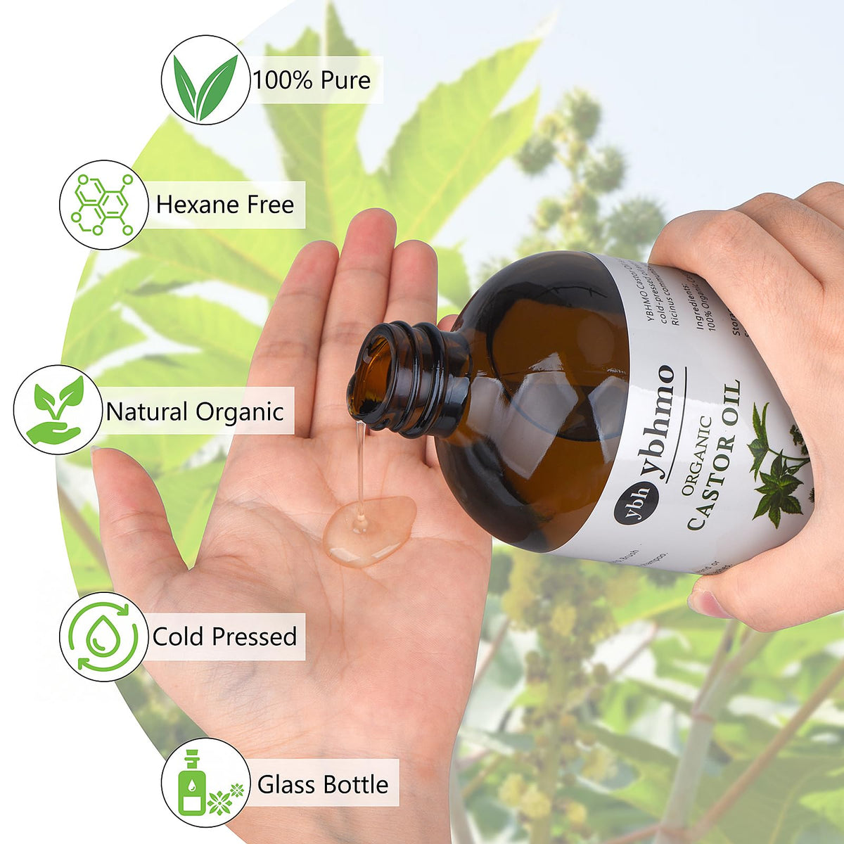 YBHMO glass bottle packaging preserves oil quality for skin and hair