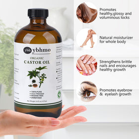 YBHMO castor oil on skin for deep moisturization and softness