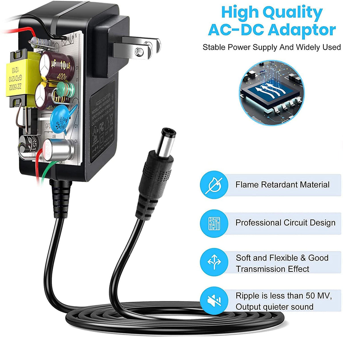 YBQZJSLY charger back view highlights compact design for home therapy setups.