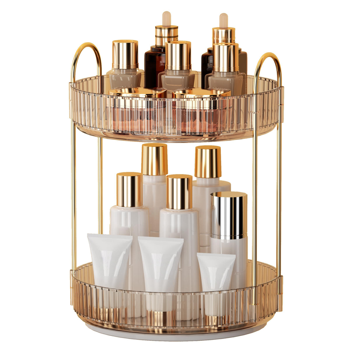 YCIA&DONE 360-degree rotating organizer front view for easy cosmetics access