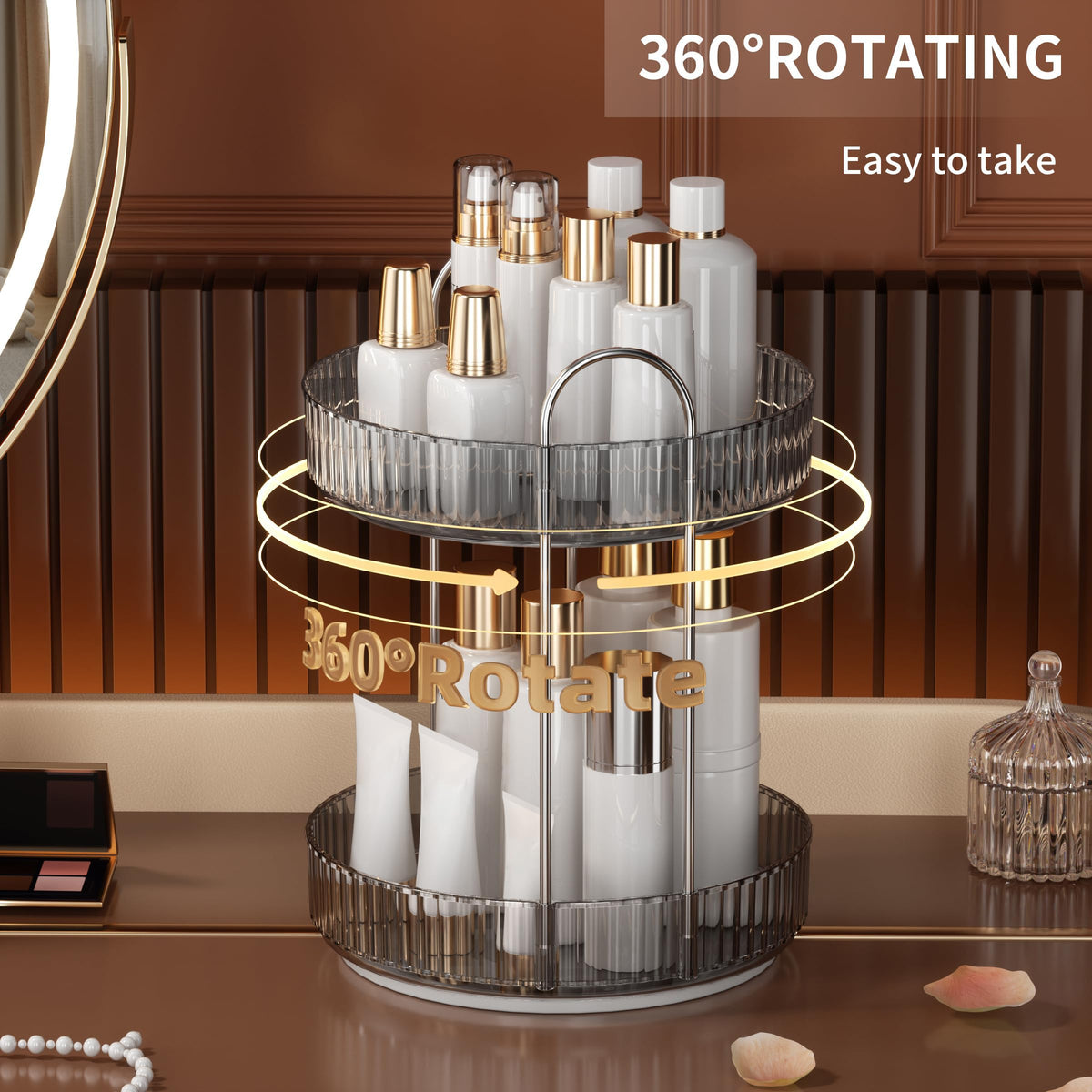 YCIA&DONE bottom tray 9-inch diameter provides stable cosmetic bottle storage.