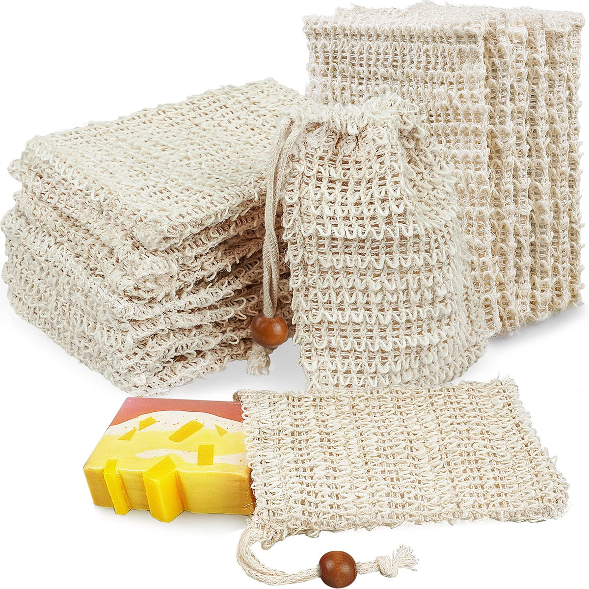Ycolama 50 mesh soap bags closeup shows exfoliating texture for bathing.
