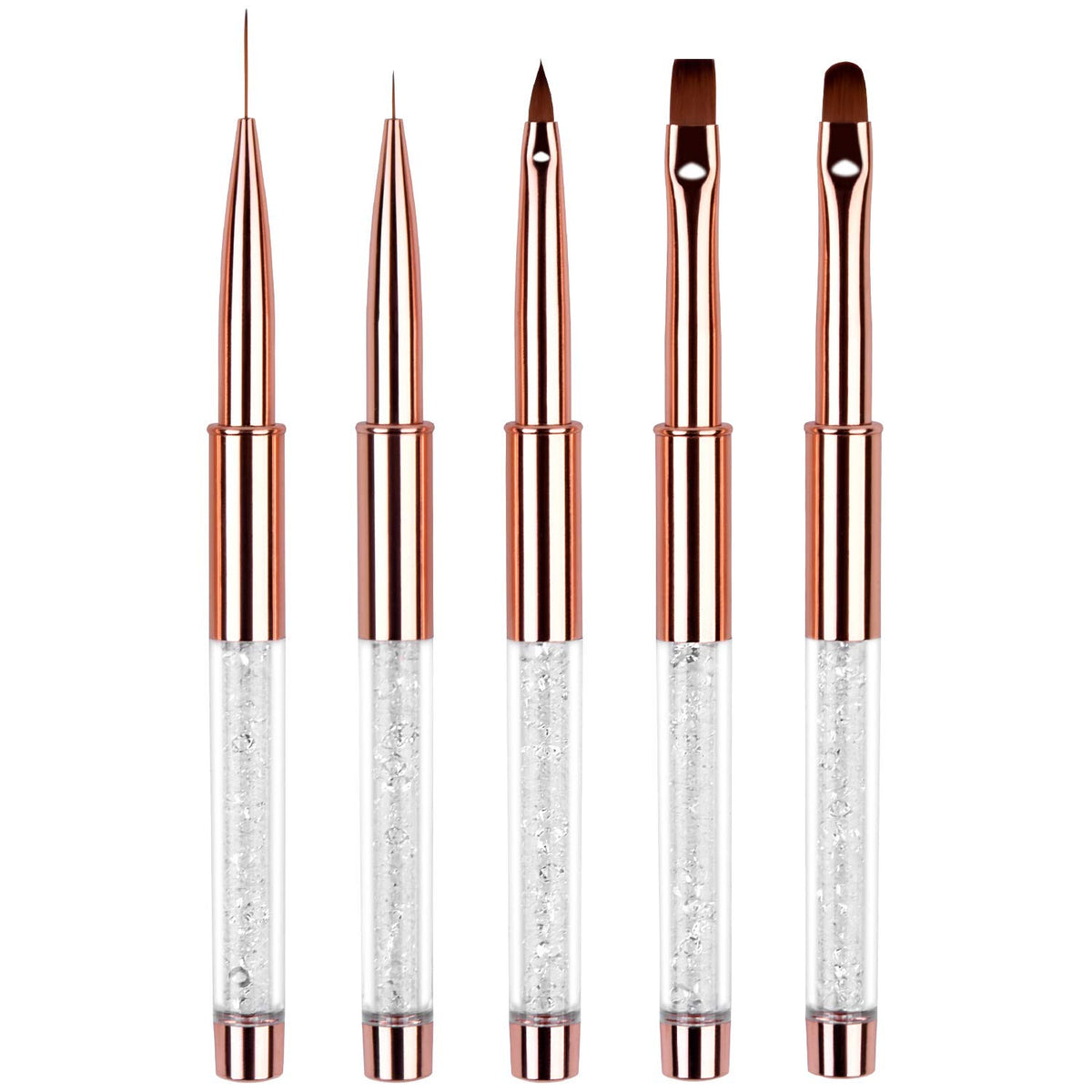 Ycyan nail art brush set with rose gold rhinestone handles for precise application