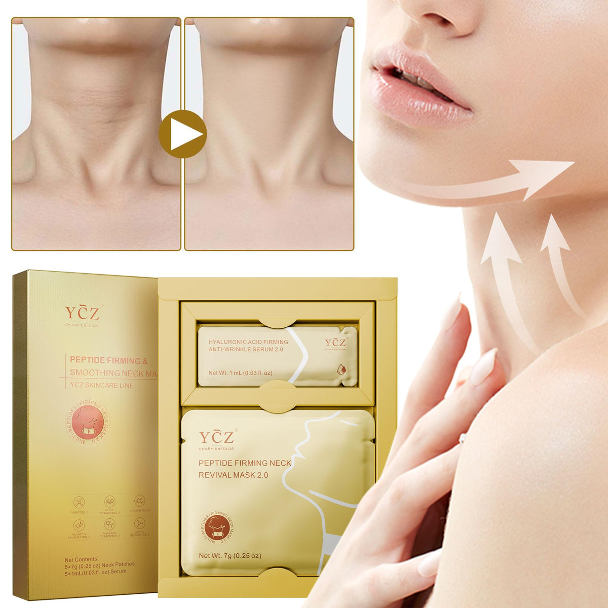 Ycz 8 peptides and botanical serum texture on skin