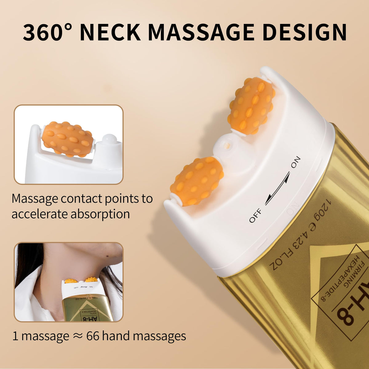Ycz AH-8 massage roller in action during skincare routine.