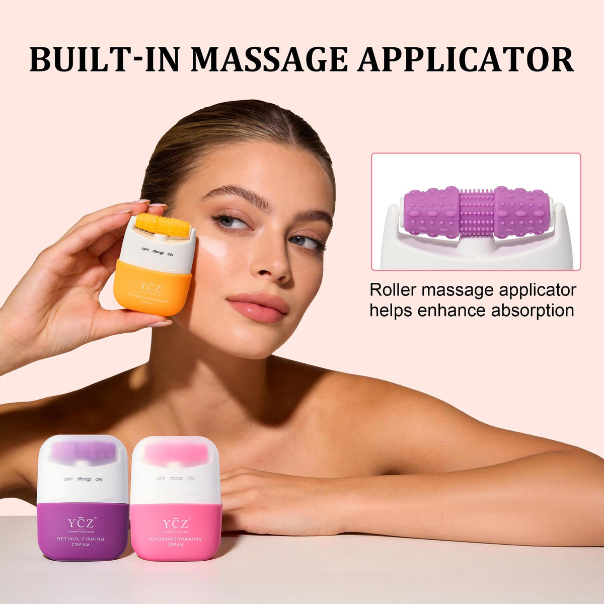 Ycz roller massage application demonstrates relaxing neck care
