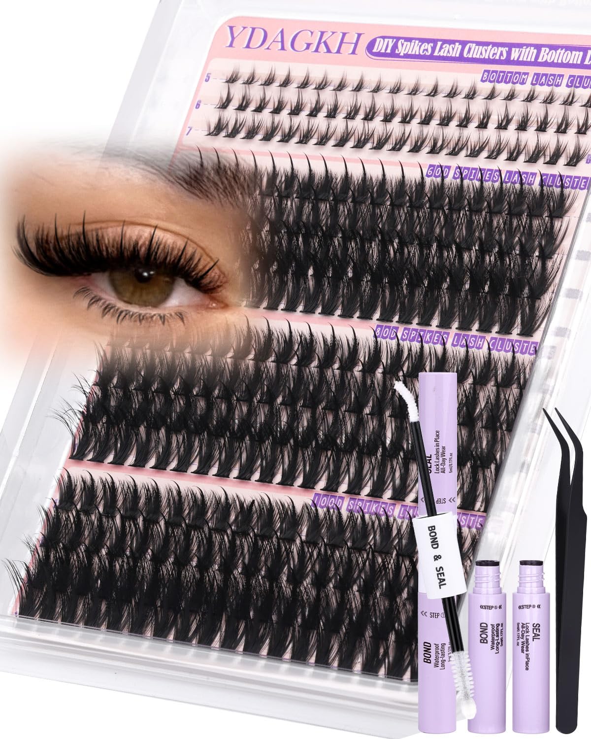 YDAGKH volume lash clusters with spikes deliver bold textured depth for dramatic eyes.