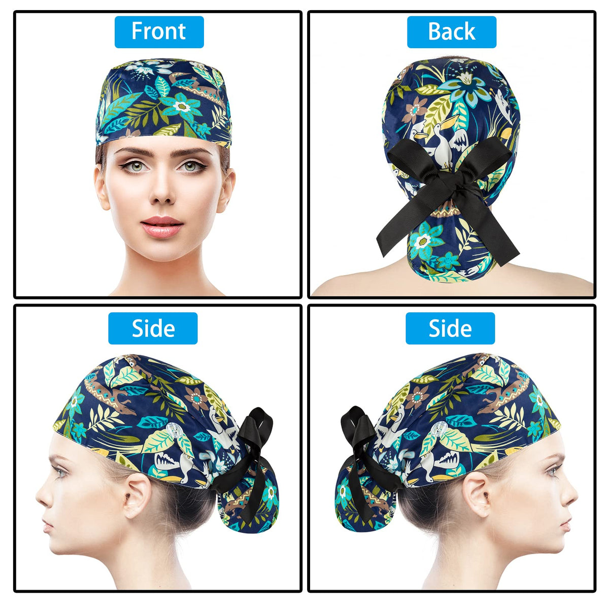 YEAJOIN scrub cap with ear-button design prevents rubbing during long shifts