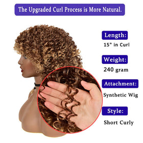 YEAME Curly Wig adjustable cap enables comfortable all-day wear