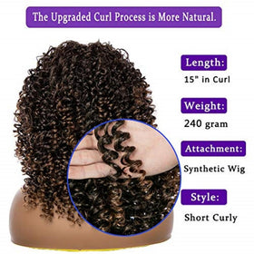 YEAME curly wig packaging shows four caps and care accessories