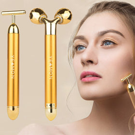 Yeamon 2-in-1 face massager with a 3D roller gliding along facial contours.