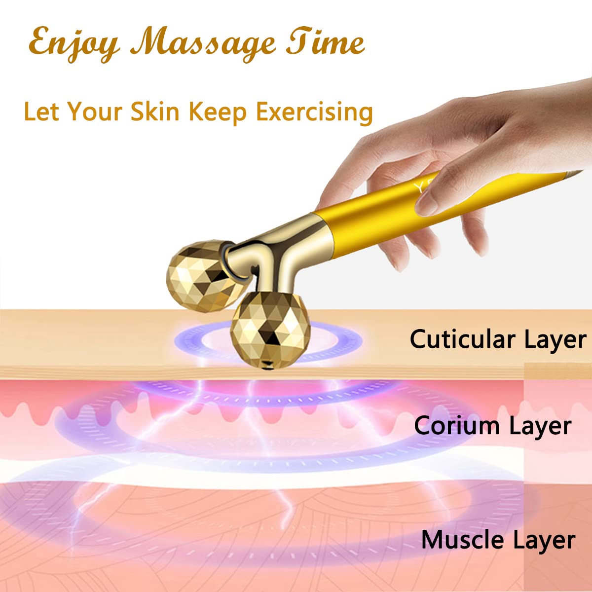 Yeamon 2-in-1 massager with the T-shape design targets facial contours for precise care.