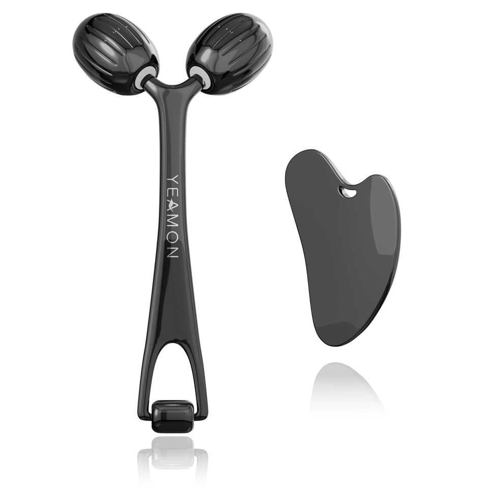 Yeamon dual-head face roller for broad areas and precise under-eye use.