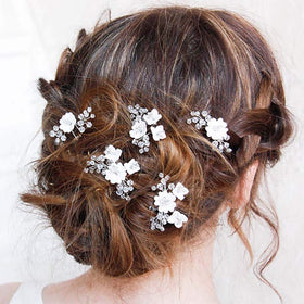 Yean Baby Breaths flower silver hair pin for weddings