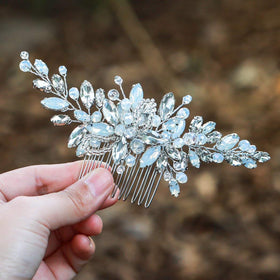 Yean wedding hair comb with silver rhinestones for bridal sparkle.