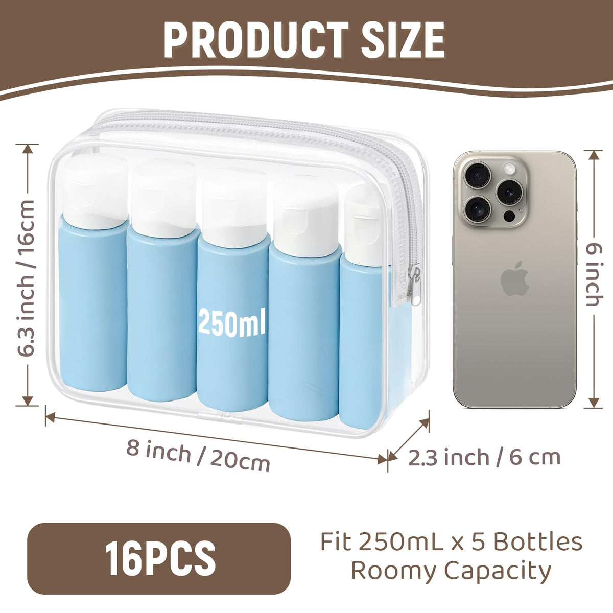 YedsIntu clear makeup bags zipper closure close-up showing secure seal.