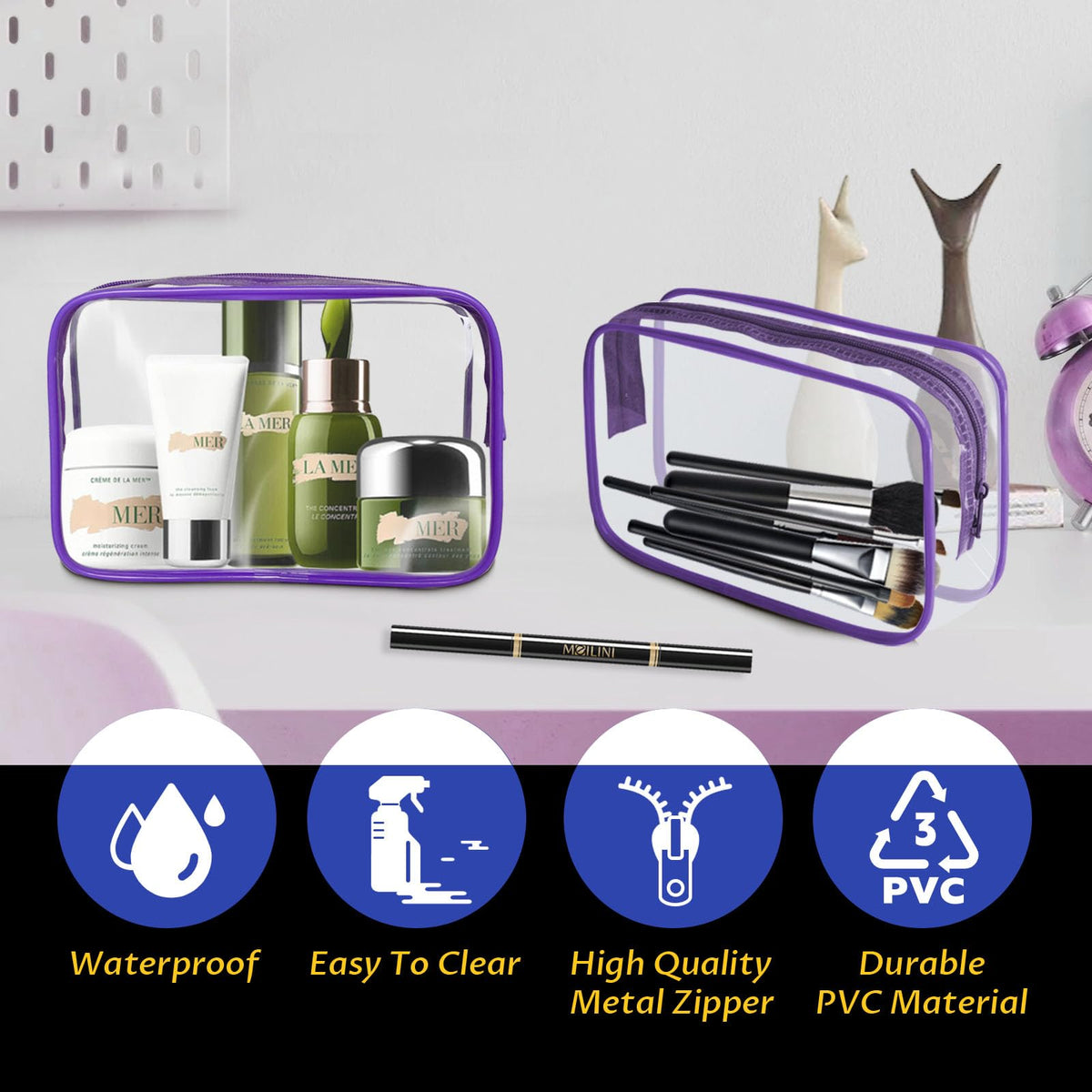 YedsIntu clear PVC material shows contents at a glance.