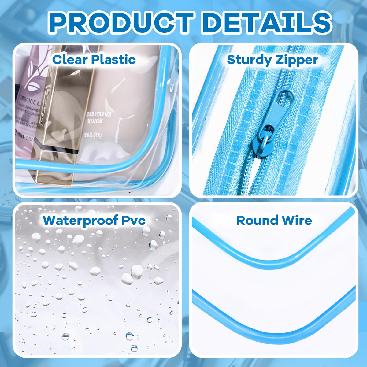 YedsIntu waterproof PVC makeup bag highlighting see-through design