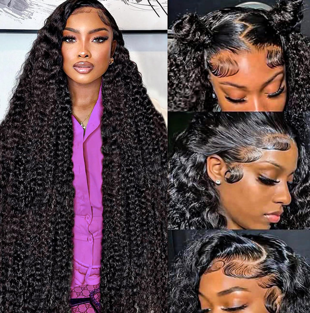 Yeeaak deep wave lace-front wig with 32 inches for versatile styling.