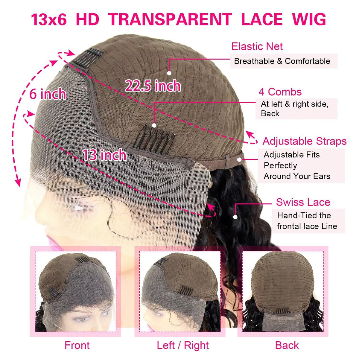 Yeeaak HD transparent lace cap for seamless scalp illusion.