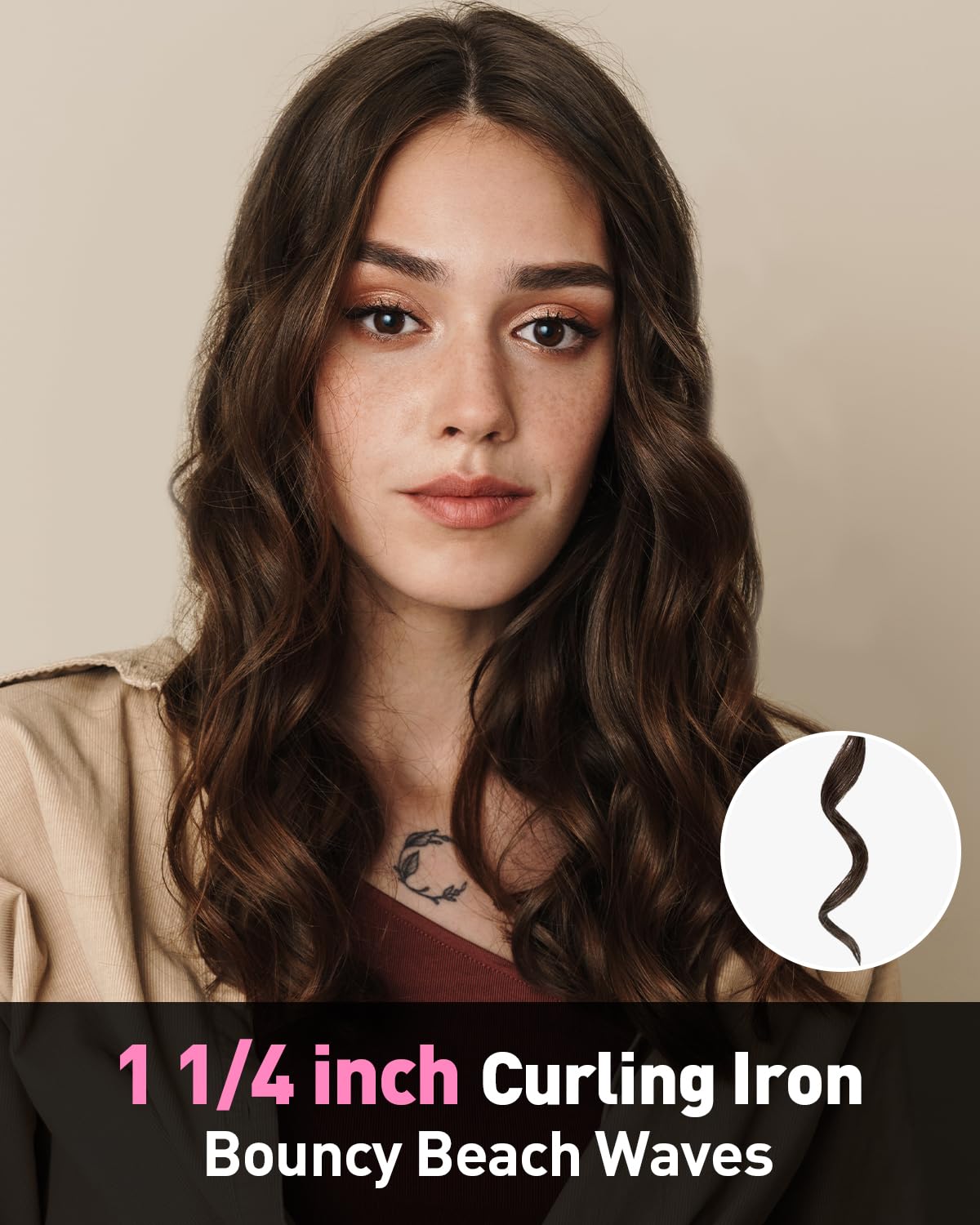 YEEGOR curling iron with extra-long 7.5 inch barrel for quicker curls
