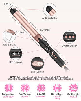 YEEGOR curling iron with 360 swivel cord and auto-off safety