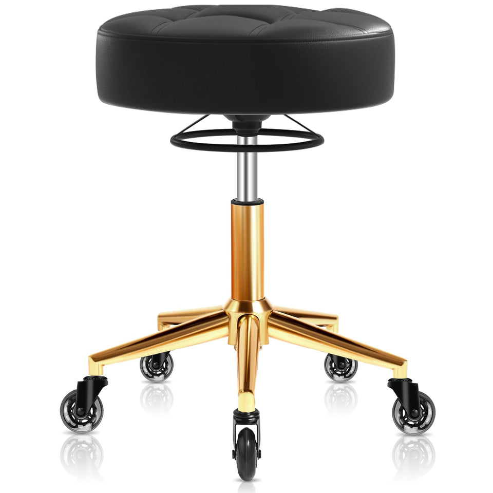 YEEZEE rolling stool heavy-duty 450lbs with gold base for stable seating.