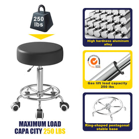 YEEZEE rolling stool has a sturdy metal base for stability.