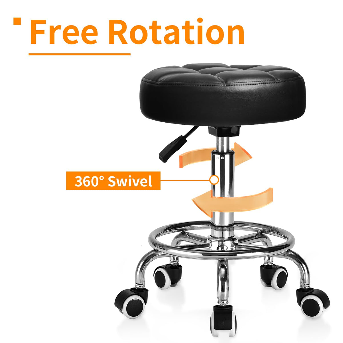 YEEZEE rolling stool wide-seat cushion resists compression during use.