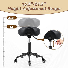 YEEZEE saddle stool height adjustment lever enables easy custom sitting height.