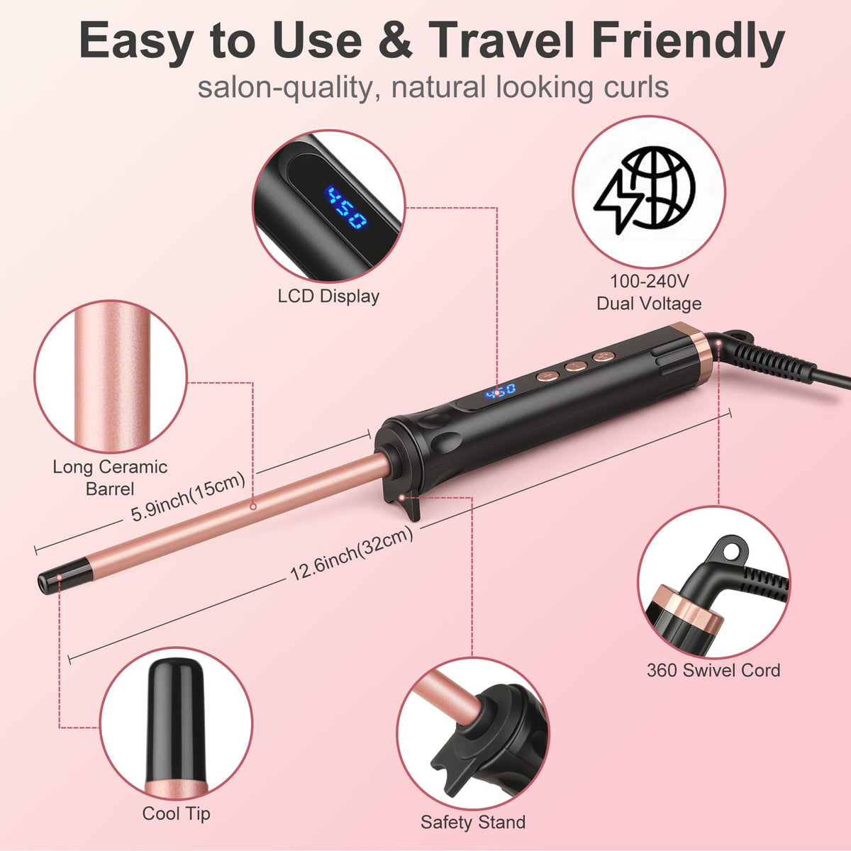 YEGUBEGU curling wand with 30-second heat up for quick mornings.
