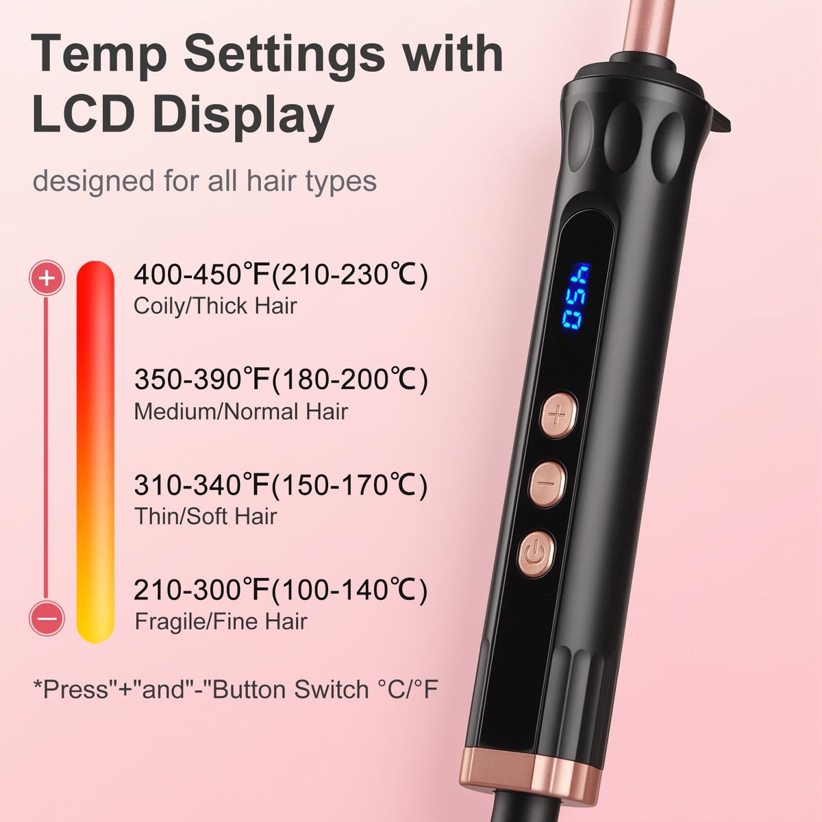 YEGUBEGU dual voltage curling wand suitable for worldwide travel.