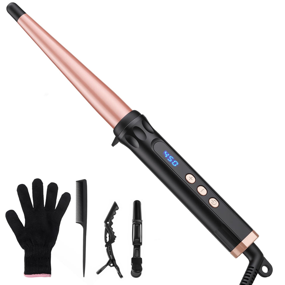 YEGUBEGU tapered curling wand with 0.5-1 inch barrel for loose curls