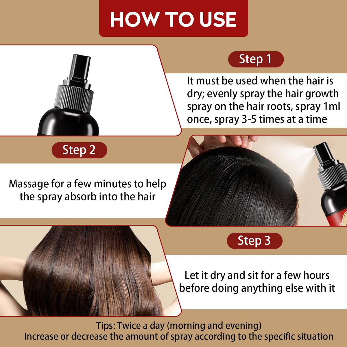 YeyiLidu fast-absorbing spray leaves hair clean and moveable all day.