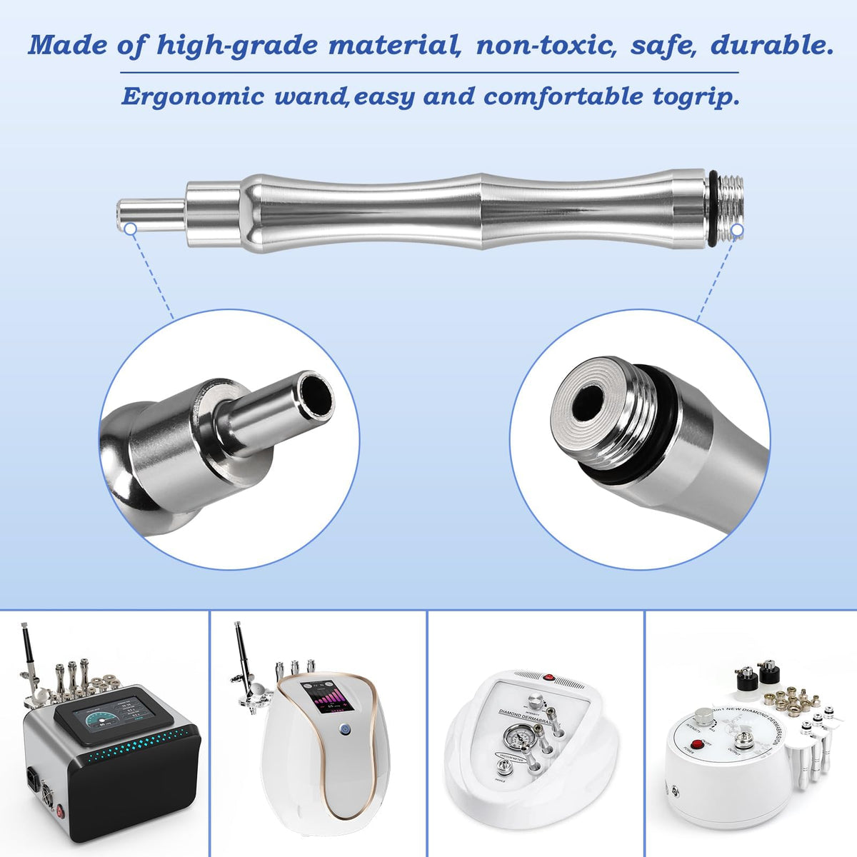 Yekavo dermabrasion tool pack includes tips and wands for versatile use.
