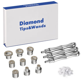 Yekavo diamond dermabrasion tip collection for at-home skin rejuvenation.