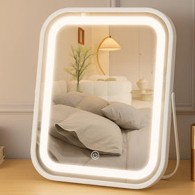YEKKOPT lighted makeup mirror front view with even illumination for precise makeup application.